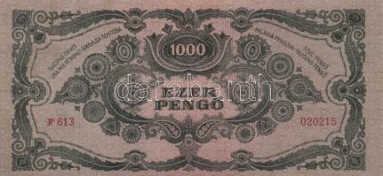 1945. 1000P bélyeggel (3x) egymás utáni sorszámmal T:I-(apró saroktörés)