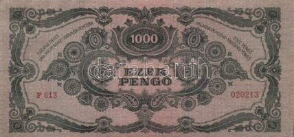 1945. 1000P bélyeggel (4x) egymás utáni sorszámmal T:I-(apró saroktörés)