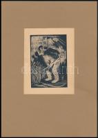 Szőnyi István (1894-1960): Kertész, fametszet-papír, jelzett a dúcon, paszpartuban 21x30cm