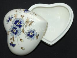 Kézzel festett sorszámozott jelzett Zsolnay porcelán szív alakú bonbonier / Handpainted numbered Zso...