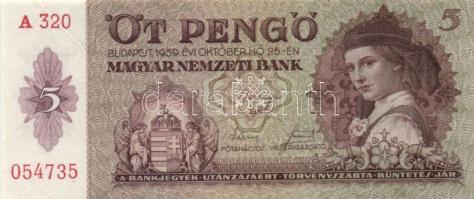 1939. 5P (2x) egymás utáni sorszámokkal T:I