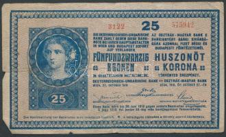1918. 25K "hullámos" "3122"-es sorozatszám T:III-