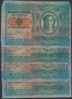 1912. 100K piros vízszintes "Deutschösterreich" felülnyomással (8x) T:III