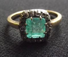 XIX. sz.-i 14K antik arany (Au) gyűrű brazil smaragddal / 
XIX. century antique 14ct gold ring with ...