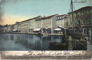 Dalmácia - 7 db régi városképes lap, közte egy Abbazia panorámalap