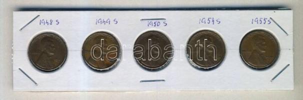 USA 1948S 1c + 1949S 1c + 1950S 1c + 1954S 1c + 1955S 1c T:2-,3 USA 1948S 1 cent + 1949S 1 cent + 1950S 1 cent + 1954S 1 cent + 1955S 1 cent C:VF,F