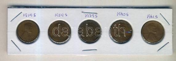 USA 1919S 1c + 1929S 1c + 1939S 1c + 1940S 1c + 1941S 1c T:2-,3 USA 1919S 1 cent + 1929S 1 cent + 1939S 1 cent + 1940S 1 cent + 1941S 1 cent C:VF,F