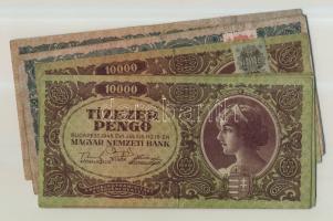 1945. 1000P (3x) bélyeggel és nélküle + 10.000P (7x) 6db bélyeggel, köztük hibásan felragasztottak is T:II(főleg),III