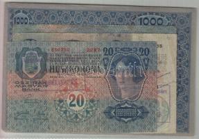 1902. 1000K + 1912. 100K + 1913. 20K + 1914. 50K mindegyik "Újvidék város alispán 1919. Jan.19. Felülbélyegzés" bélyegzővel T:II,III