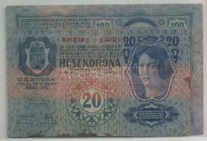 1912. 100K főtípus fny. nélkül + 1913. 20K főtípus fny. nélkül T:II-,II