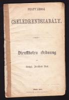 1871 Pestvárosi Cselédszabály magyar és német nyelven, kissé megviselt állapotban