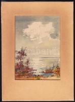 Prof. Grundnut jelzéssel: Tópart, akvarell-papír, jelzett, paszpartuban 18x24cm