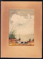 Prof. Grundnut jelzéssel: Tópart, akvarell-papír, jelzett, paszpartuban 18x24cm