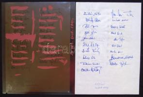 Magyar labdarúgó válogatott tagjainak aláírása papírlapon reklámanyaghoz nyomdai előkészítő filmmel