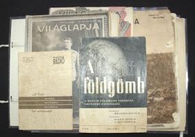 Vegyes nyomtatvány tétel: 10db Tolnai Világlapja, Magyar Rádió műsorterve, A Földgömb c. folyóirat