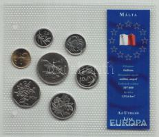Málta 2001-2005. 1c-1L 7klf darab "Az utolsó Líra forgalmi pénzek" szettben T:1 Malta 2001-2005. 1 cent - 1 Lira, 7 different coins "The Last Lira coins" set C:Unc