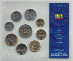 Litvánia 1991-2001. 1c-5L 9klf darab "Az utolsó Litas forgalmi pénzek" szettben T:1 Lithuania 1999-2001. 1 centas - 5 Litai, 9 different coins "The Last Litas coins" set C:Unc