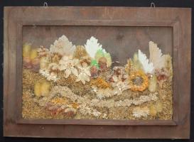 Szárított növényekből készített kép keretben 23x33cm