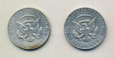USA 1964. 1/2$ Ag "Kennedy" (2x) T:2,2-
USA 1964. 1/2 Dollar "Kennedy" (2x) C:VF...