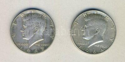 USA 1964/67. 1/2$ Ag "Kennedy" (2x) T:2-3 USA 1964/67. 1/2 Dollar "Kennedy" (2x) C:VF,F
