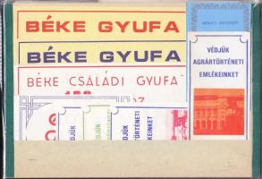 35db magyar félkész gyufásdoboz és nagyméretű gyufacímke, közte 3 könyvjelző