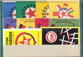 35db magyar félkész gyufásdoboz és nagyméretű gyufacímke, közte 3 könyvjelző