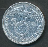 Német 3. Birodalom 1936A 5M Ag "Hindenburg" T:2- German Third Reich 1936A 5 Marks Ag "Hindenburg" C:VF