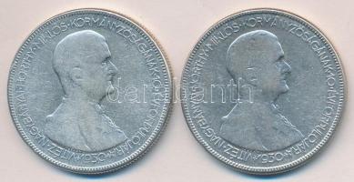 1930. 5P Ag "Horthy jobbra" (2x) T:3