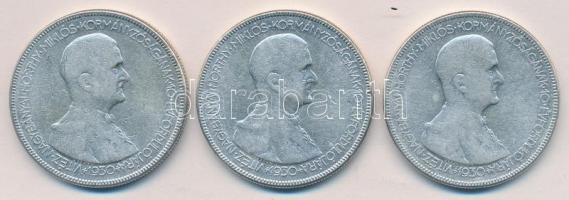 1930. 5P Ag "Horthy jobbra" (3x) T:3