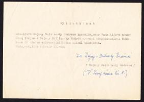 1970 Bajcsy Zsilinszky Endréné aláírása nyilatkozaton