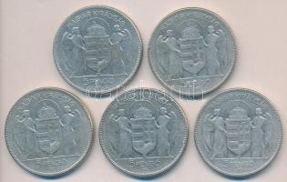 1930. 5P Ag "Horthy jobbra" (5x) T:3