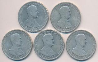 1930. 5P Ag "Horthy jobbra" (5x) T:3