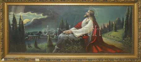 Szórády I. jelzéssel: Jézus az Olajfák hegyén. Olaj, vászon, jelzett, keretben 120x60 cm üvegezett keretben