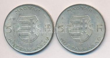 1947. 5Ft Ag "Kossuth" (2x) T:3