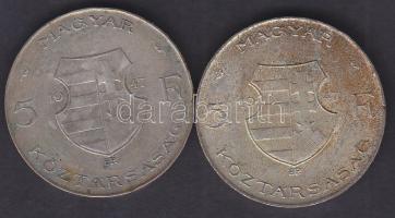 1947. 5Ft Ag "Kossuth" (2x) T:2-,3