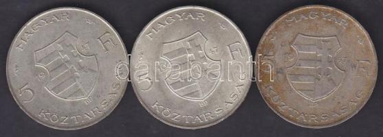 1947. 5Ft Ag "Kossuth" (3x) T:2-,3