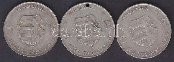 1947. 5Ft Ag "Kossuth" (3x) T:3 ly