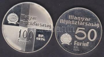 1974. 50Ft Ag + 100Ft Ag "50 éves az MNB" T:PP Csak 6000db!