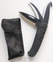 Akah márkájú extra minőségű 3 pengés új vadász zsebkés tokban 21cm