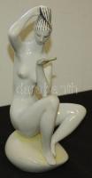 Kézzel festett jelzett Zsolnay porcelán szépítkező lány figura / Handpainted Zsolnay chinaware figure 23cm
