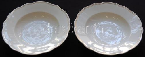 3 darabos jelzett Zsolnay porcelán tányér arany szélekkel: 2db mély és egy lapos