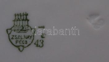 3 darabos jelzett Zsolnay porcelán tányér arany szélekkel: 2db mély és egy lapos