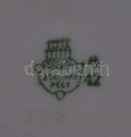 3 darabos jelzett Zsolnay porcelán tányér arany szélekkel: 2db mély és egy lapos