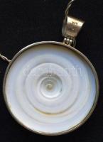 Nagyméretű tengeri csiga medál ezüst (Ag) kerettel és lánccal br.: 37,25gr