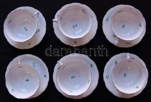 Kézzel festett Apponyi-mintás 6 személyes jelzett Herendi porcelán teás készlet hibátlan állapotban / Handpainted Herendi chinaware tea-set in flawless condition