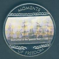 Libéria 2001. 10$ "Szabadság pillanatai-Spanyol Flotta megsemmisítése 1588" multicolor T:PP Liberia 2001. 10 Dollars "Moments of Freedom-Destruction of the Spanish fleet 1588" multicolor C:PP