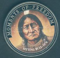 Libéria 2001. 10$ "Szabadság pillanatai-Ülő Bika 1876" multicolor T:PP Liberia 2001. 10 Dollars "Moments of Freedom-Sitting Bull 1876" multicolor C:PP