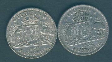 Ausztrália 1952/63. 1Fl Ag (2x) T:3
Australia 1952/63. 1 Florin Ag (2x) C:F