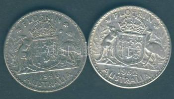 Ausztrália 1946/62. 1Fl Ag (2x) T:3
Australia 1946/62. 1 Florin Ag (2x) C:F