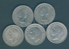 Ausztrália 1946-1961. 6Sh Ag (5x) klf évszámokkal! T:2-,3 Australia 1946-61. Shilling Ag (5x) different years C:VF,F